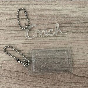 Coach y2k Poppy script XXL tag bag charm FOB keychain